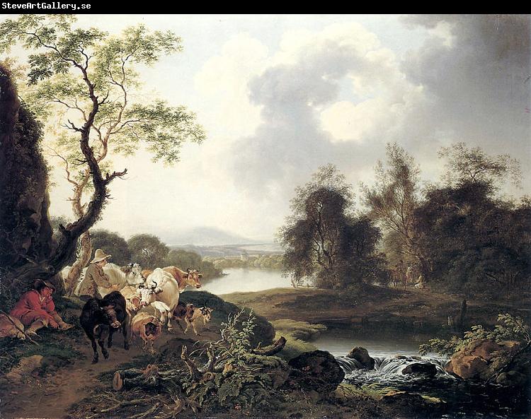 Ferdinand Kobell Flusslandschaft mit Wasserfall